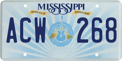 MS license plate ACW268