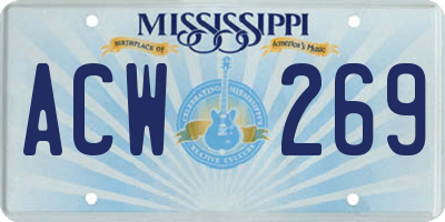MS license plate ACW269