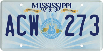 MS license plate ACW273