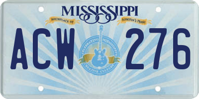 MS license plate ACW276