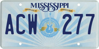 MS license plate ACW277