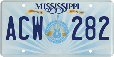 MS license plate ACW282