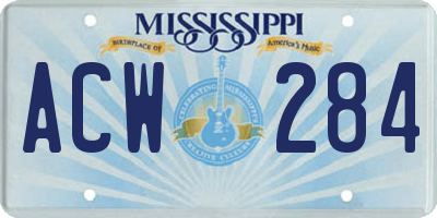 MS license plate ACW284