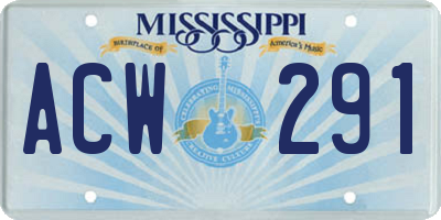 MS license plate ACW291
