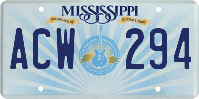 MS license plate ACW294