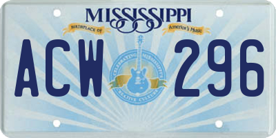 MS license plate ACW296