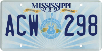 MS license plate ACW298