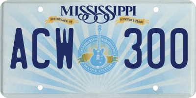 MS license plate ACW300