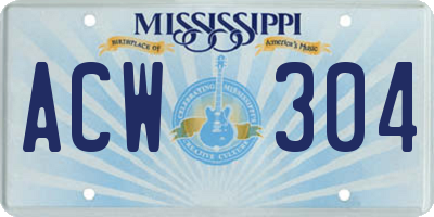 MS license plate ACW304