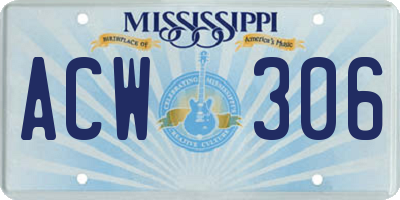MS license plate ACW306