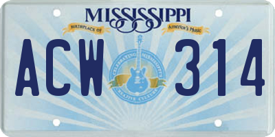 MS license plate ACW314