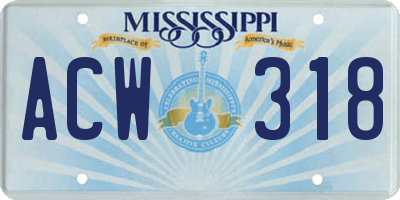 MS license plate ACW318