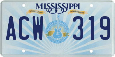 MS license plate ACW319