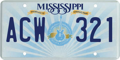 MS license plate ACW321