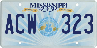 MS license plate ACW323