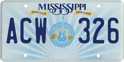 MS license plate ACW326