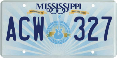 MS license plate ACW327