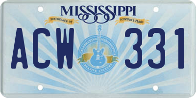 MS license plate ACW331