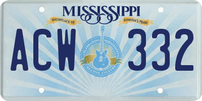 MS license plate ACW332