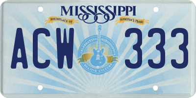 MS license plate ACW333