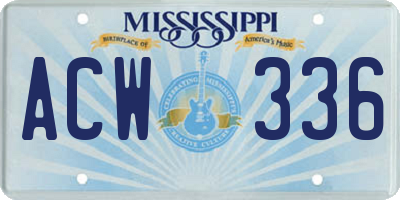MS license plate ACW336