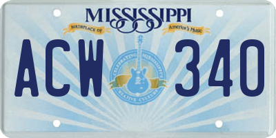 MS license plate ACW340