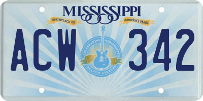 MS license plate ACW342