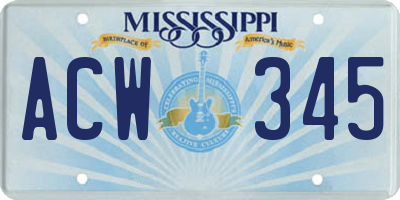 MS license plate ACW345