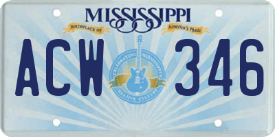 MS license plate ACW346