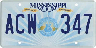 MS license plate ACW347