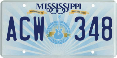 MS license plate ACW348