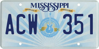 MS license plate ACW351