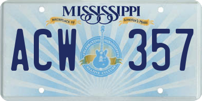 MS license plate ACW357