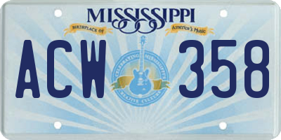 MS license plate ACW358
