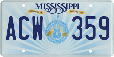 MS license plate ACW359