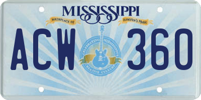 MS license plate ACW360