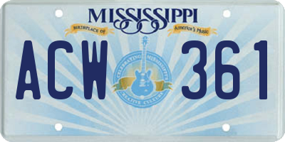 MS license plate ACW361