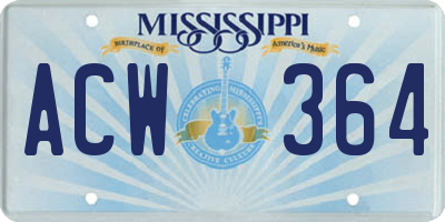 MS license plate ACW364