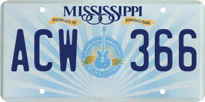 MS license plate ACW366