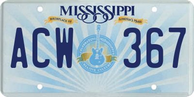 MS license plate ACW367