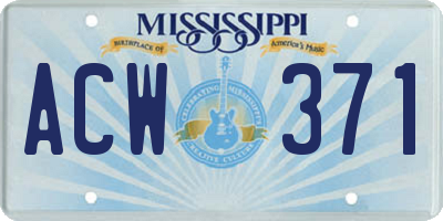 MS license plate ACW371