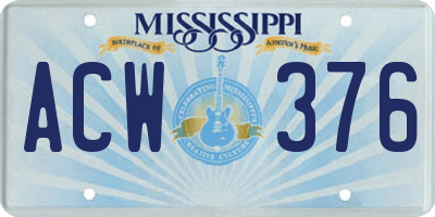 MS license plate ACW376