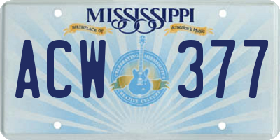 MS license plate ACW377