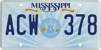 MS license plate ACW378