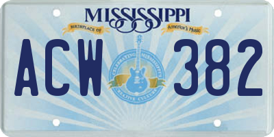 MS license plate ACW382