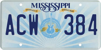MS license plate ACW384