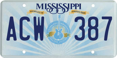 MS license plate ACW387