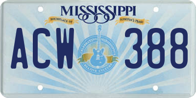 MS license plate ACW388