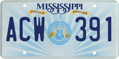 MS license plate ACW391