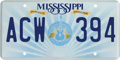 MS license plate ACW394